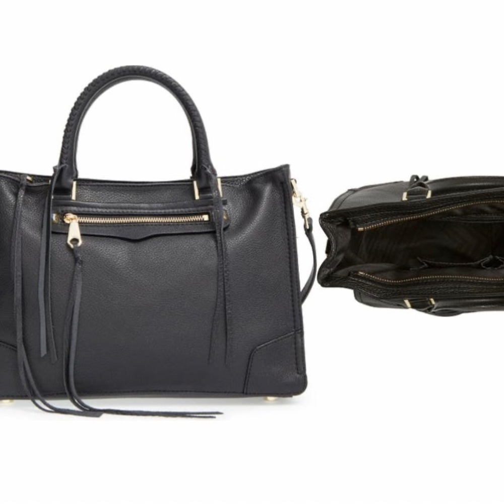 Rebecca Minkoff Regan black satchel handbag with removable crossbody satchel